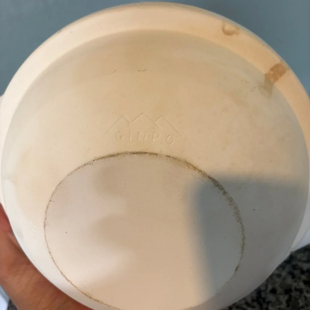 Ginpo Fireproof Ceramic Donabe Bowl Cream Japanese Earthenware Hot Pot 9 Inch